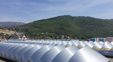 Chantier Lycée du Nivolet La Ravoire Bluetek pour Adexsi produits Bluesteel RPT et voûte avec Voile-Dôme brise-soleil