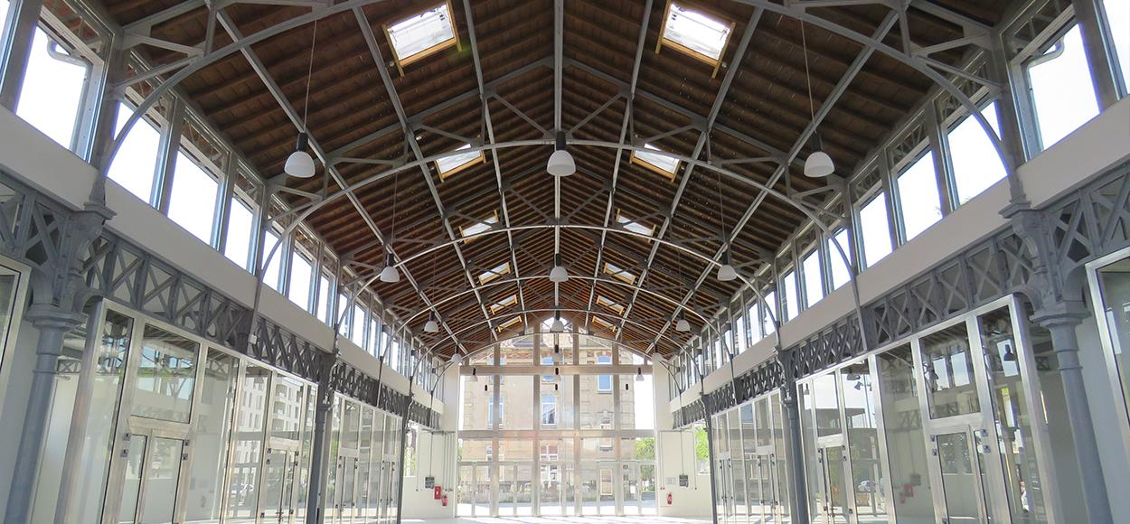 Lanterneaux DENFC par vue intérieure Petite Halle de L'Octroi juin 2021